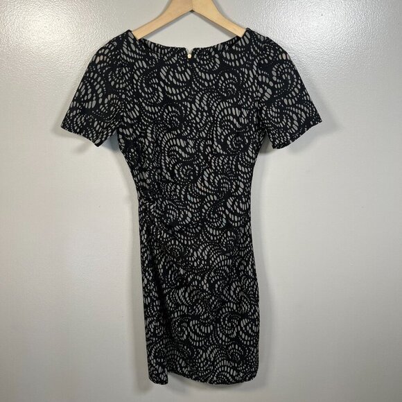 Reiss Janella Ruched Dress Size 4 Black Bonded Lace Career Event Wedding Guest - Picture 2 of 10